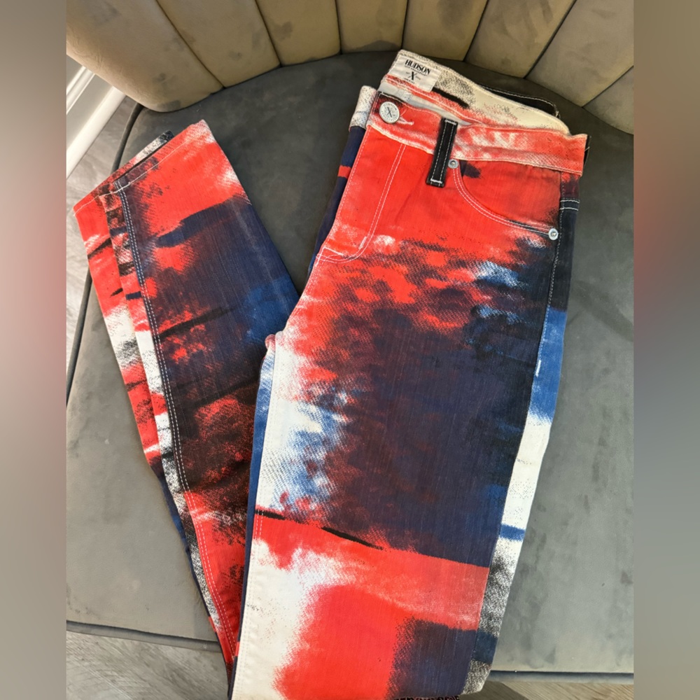 Hudson Jeans Red & Blue Denim Boot Cut Jeans - Size 26